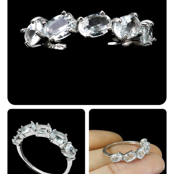 Aquamarine, Stackable Rings, Anniversary Ring, Gemstone Ring, Mothers Ring - Picture 3 of 5